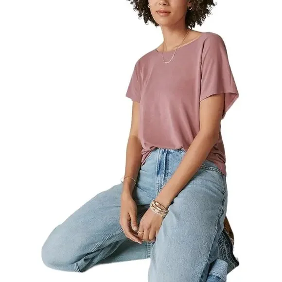 Lucky Brand Sandwash Twist Back Tee Rose Brown Modal Blend NEW Size Small - Picture 5 of 8